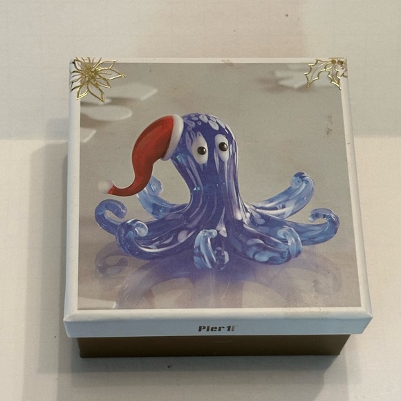 Pier 1 Ocho the Octopus Handmade Glass Holiday Winter Figurine with Box - Picture 2 of 7